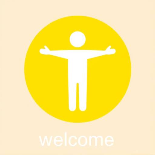 A stylized icon representing accessibility, featuring a person with outstretched arms, symbolizing inclusivity and equal access for all.