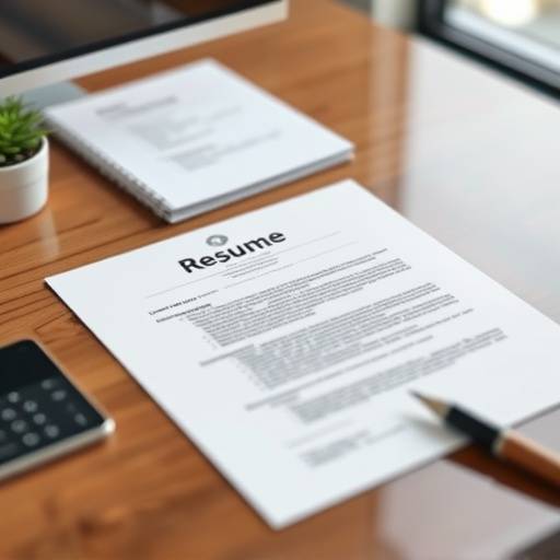A well-formatted resume and cover letter placed on a desk with a professional setting, representing the Resume and Cover Letter Optimization course.