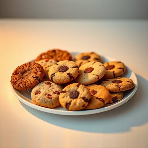 An assortment of cookies displayed on a plate, symbolizing data and website tracking.