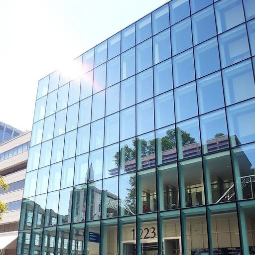 The modern glass facade of the Interview Mastery Australia headquarters building in Sydney, NSW, Australia